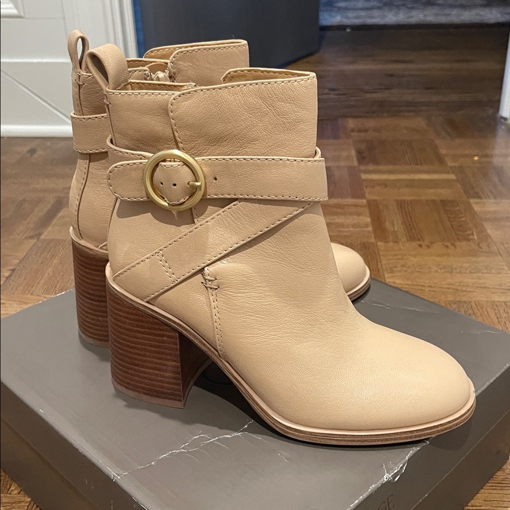 Crown Vintage Courla Bootie Elegant Tan Ankle Leather Boots 7 NIB NWT zipper - Picture 6 of 10